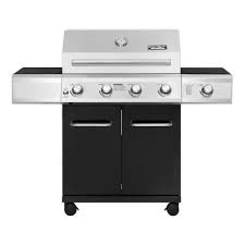 The kenmore 4 burner gas grill has a large 621.77 square inch cooking area, a searing burner for locking in juices, a side burner is perfect for those side. 4 Burners Propane Grills Gas Grills The Home Depot