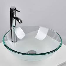 Puluomis Clear Glass Round Vessel Sink