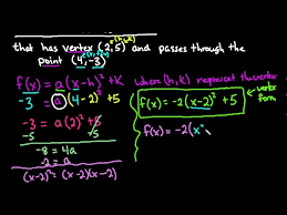 find quadratic function given vertex
