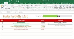 daily activity tracker in excel pk
