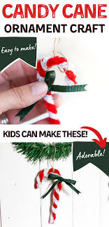 The candy cane ornaments are simple crafts that help strengthen fine motor skills. Candy Cane Christmas Ornament Craft Christmas Ornaments Ornament Crafts Christmas Candy Cane