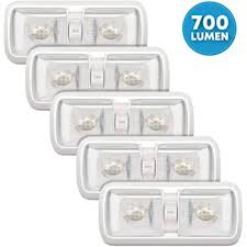 Amazon Com Kohree Upgrade 700 Lumen Led Rv Ceiling Double Dome Light Fixture 5 Pack 12v Camper Interior Lighting With On Off Switch For Trailer Rv Car Boat Clear Cover Natural White 4000 4500k 60