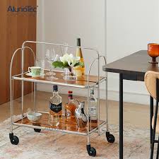 Folding Bar Trolley With Tempered Glass