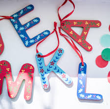 retro folksy painted wooden letter