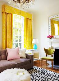 chic interior designs with yellow curtains