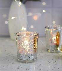 Set Of 12 Mercury Glass Votive Candle