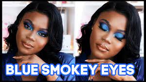 easy blue glitter smokey glam eyeshadow