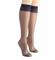 Details About Hanes Silk Reflections Sheer Enhanced Toe Classic Navy Knee Highs Plus Size
