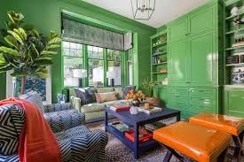 Blue Orange Green Living Room Design