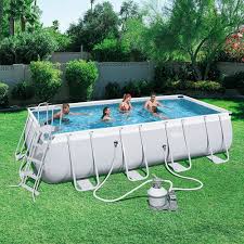 bestway power steel rectangle pool set