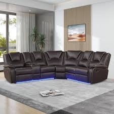 faux leather reclining sectional sofa