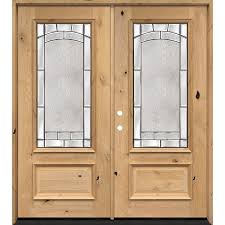 3 4 Lite Knotty Alder Wood Double Door