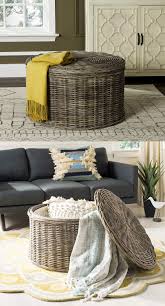 round wicker coffee table with storage
