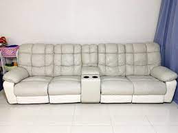 4 seater leather electric recliner sofa