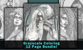 gothic fantasy art grayscale color book