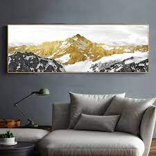 Panoramic Mountain With Gold Wall Art