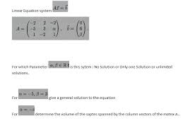 Solved Linear Equation System For Which