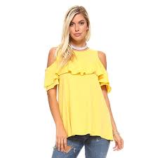 Isaac Liev Cold Shoulder Layered Ruffle Sleeve Top
