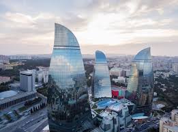 Baku, city, capital of azerbaijan. Baku Flame Towers Werner Sobek