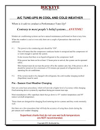 Air Conditioning Cold Weather Tune Ups
