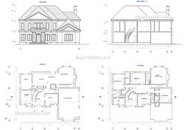 two story house plans dwg free cad