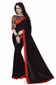 Black Blouse Design For Red Saree Rldm