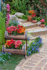 64 outdoor steps with flower planters