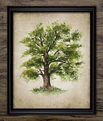 Oak Tree Watercolor Painting Printable