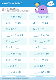 free mixed times tables worksheets for