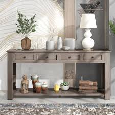 Rustic Wood Rectangle Console Table
