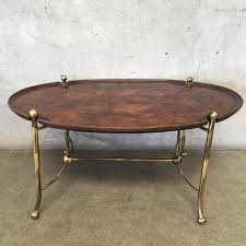 Mid Century Brass Burl Coffee Table