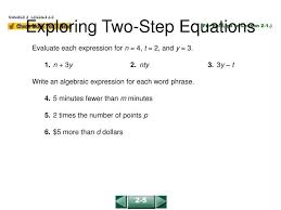 Ppt Exploring Two Step Equations