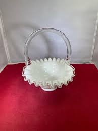 Vintage Basket Fenton White Clear
