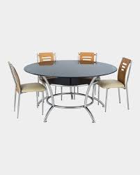 Round Glass Top Dining Table And 4 Back