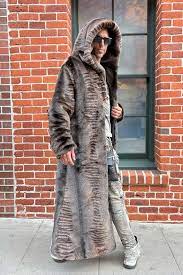 Men S Faux Fur Hooded Coat In Tibetian