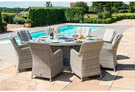8 Seater Round Venice Fire Pit Dining Set