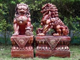 Enigma Pair Of Temple Dog Statues Red