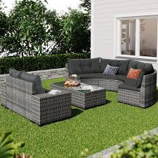 Wicker Outdoor Curved Sectional Set