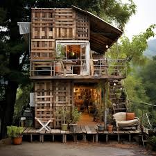 maison faite de palettes en bois