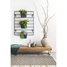 Black Metal Vertical Wall Planter Rack