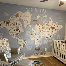 world map wall mural children map with