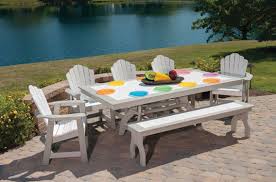 The color is mixed in the lumber so that it is throughout the furniture; Outdoor Furniture Dutch Country Heirloom Furniture