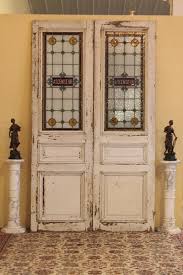 French Pine Stained Glass Antique Doors