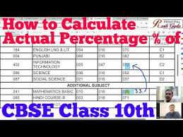 calculate percene of cbse cl 10