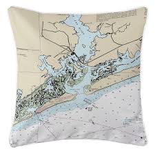 Nc Swansboro Nc Nautical Chart Pillow Nautical Pillows