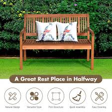 Two Person Solid Wood Garden Bench With