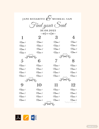 wedding seating charts templates pdf