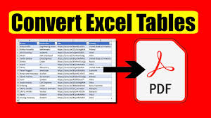 convert a table from excel to pdf