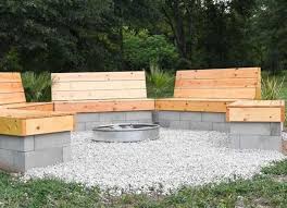 Fire Pit Wood And Cinder Block Benches