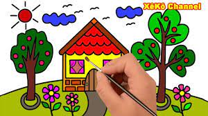 Vẽ Tranh Ngôi Nhà Đơn Giản | Tô Màu Đẹp | How To Draw A Simple House -  YouTube